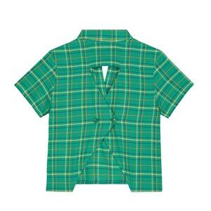The Animals Observatory Girls size 8 green plaid kangaroo button down shirt NWT